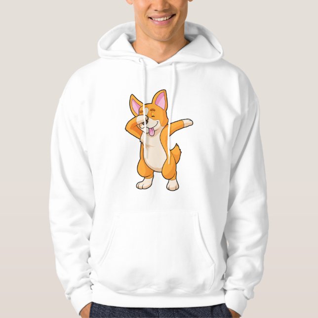 Welsh Corgi vid Hip hop Dance Dab Hoodie (Framsida)