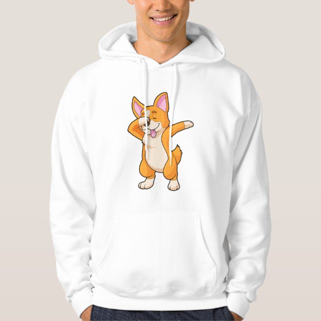 Welsh Corgi vid Hip hop Dance Dab Hoodie (Framsida)
