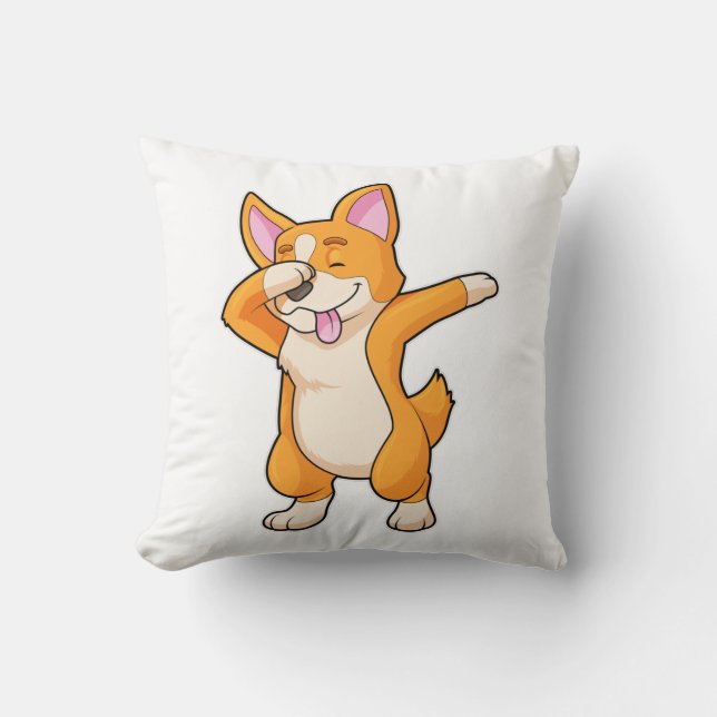 Welsh Corgi vid Hip hop Dance Dab Kudde (Framsida)