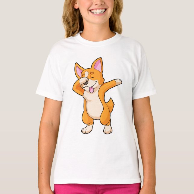Welsh Corgi vid Hip hop Dance Dab T Shirt (Framsida)