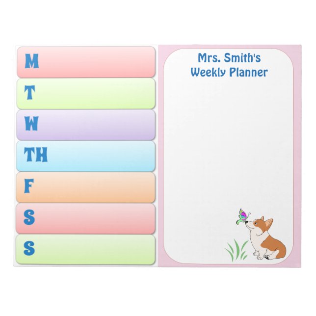 Welsh Corgi Weekly Planner Anteckningsblock (Framsida)