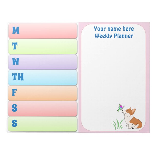 Welsh Corgi Weekly Planner Anteckningsblock (Framsida)
