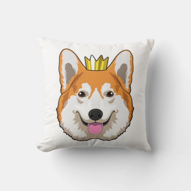 Welsh Corgi with Crown Kudde (Framsida)