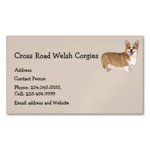 Welsh Corgies Hund Pet Animal Logotyp Magnetiska Visitkort