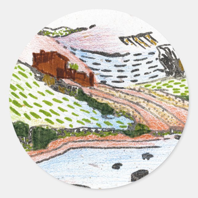 Welsh Countryside Runt Klistermärke (Framsida)