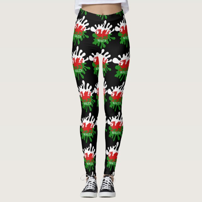 Welsh Cymru Flagga Leggings (Framsida)
