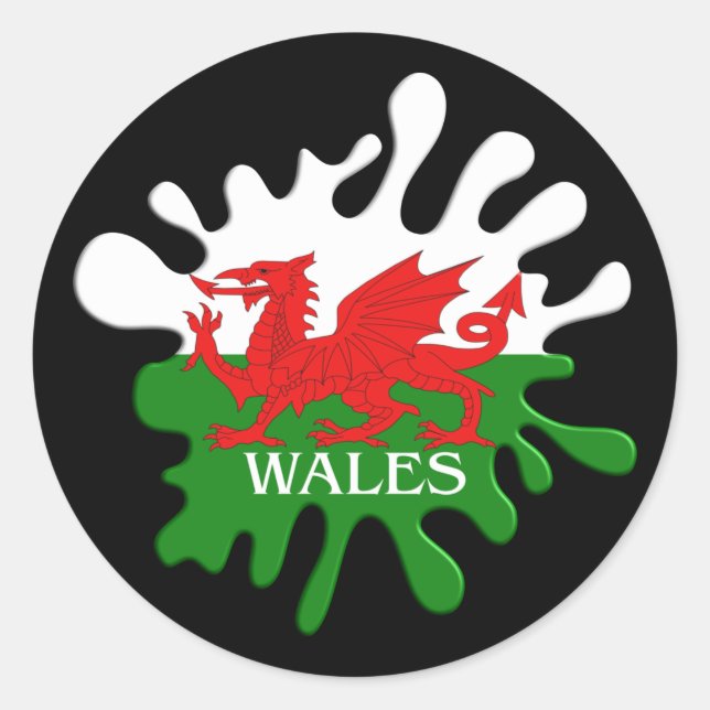 Welsh Cymru Flagga Runt Klistermärke (Framsida)