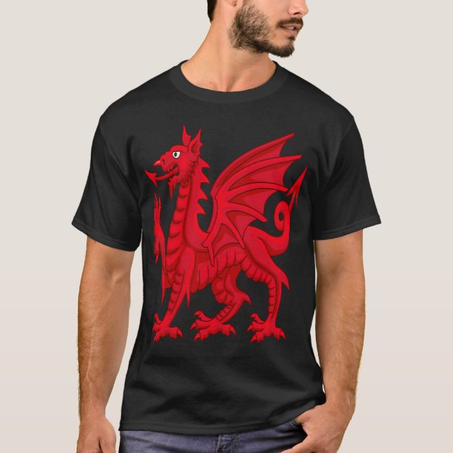 Welsh Dragon Cymru Flagga Cardiff Welsh T Shirt (Framsida)