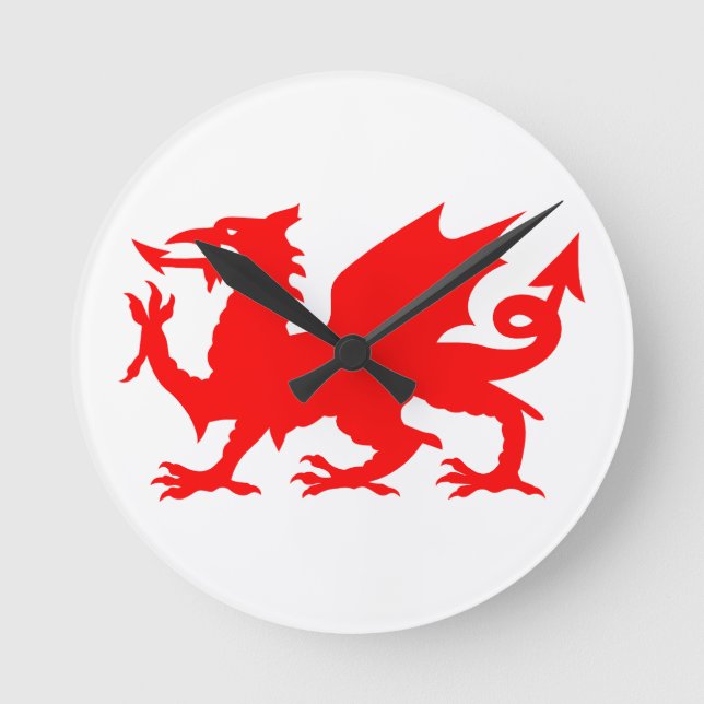 Welsh Dragon Flag, Wales Dragon Flag, England Rund Klocka (Framsida)