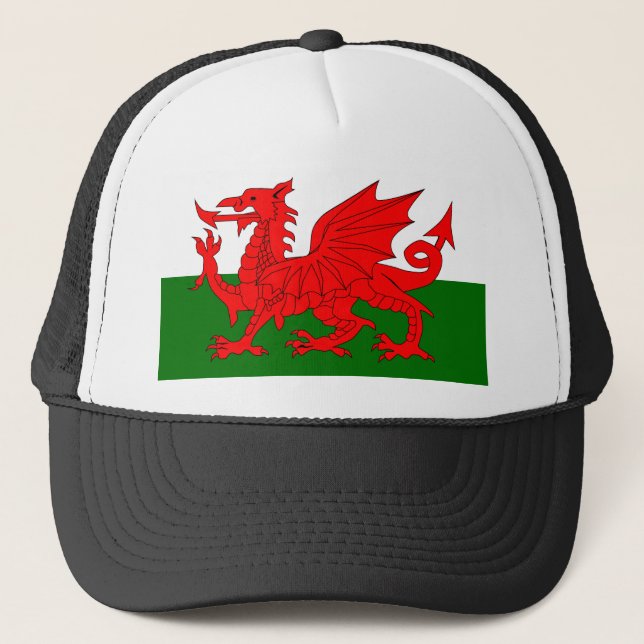 Welsh Dragon Flagga Keps (Framsida)