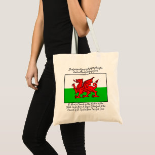 Welsh Dragon Flagga Llanfair pwllgwyngyll Tygkasse