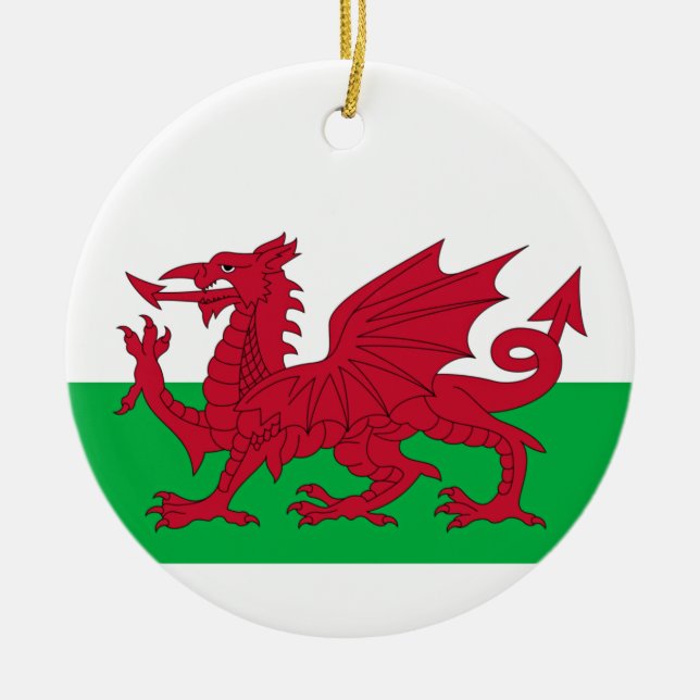 Welsh Dragon ~ Flagga of Wales Ceramic Ornament (Framsidan)