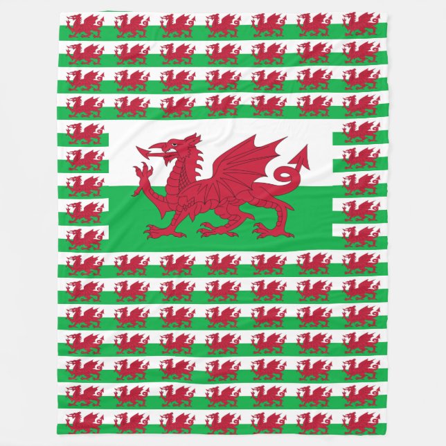 Welsh Dragon ~ Flagga of Wales Fleecefilt (Framsidan)