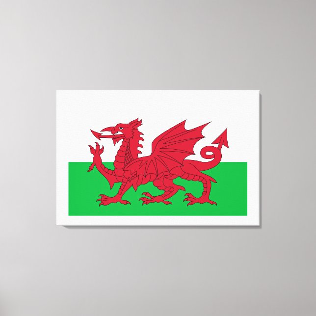 Welsh Dragon ~ Flagga of Wales Kanvastryck (Framsida)