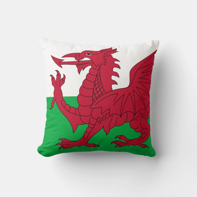 Welsh Dragon ~ Flagga of Wales Kudde (Framsida)