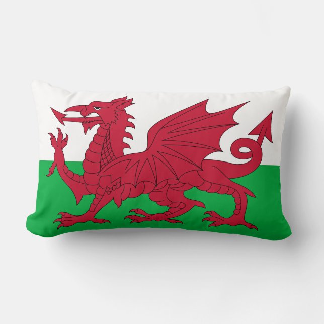 Welsh Dragon ~ Flagga of Wales Lumbarkudde (Framsida)