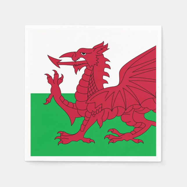 Welsh Dragon ~ Flagga of Wales Papper Dinner Napki Pappersservett (Framsidan)