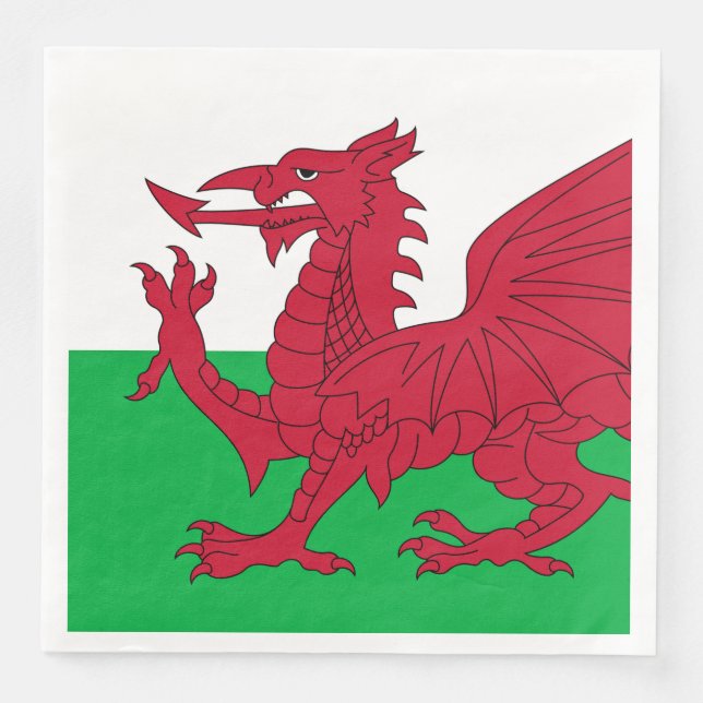 Welsh Dragon ~ Flagga of Wales Pappersservett (Framsida)