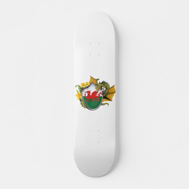 Welsh Dragon Flagga Skateboard Bräda 19,5 Cm (Framsida)