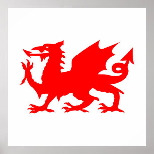 Welsh Dragon Flagga, Wales Dragon Flagga, England Poster