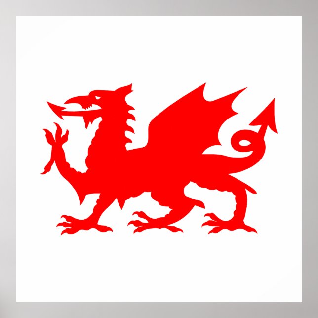 Welsh Dragon Flagga, Wales Dragon Flagga, England Poster (Framsidan)