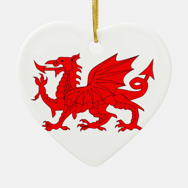 Welsh Dragon Julgransprydnad Keramik (Framsidan)