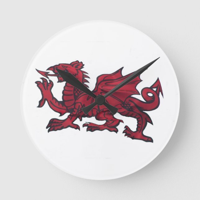 Welsh Dragon klockor. Rund Klocka (Framsida)