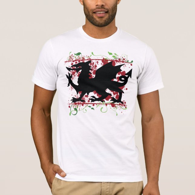 Welsh Dragon Manar Bella Canvas T-Shirt (Framsida)