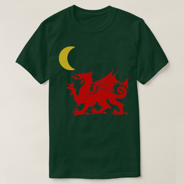 Welsh Dragon Måne T Shirt (Design framsida)
