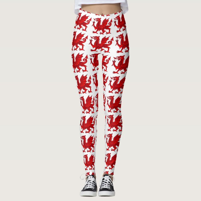 Welsh Dragon med avfasningseffekt Leggings (Framsida)