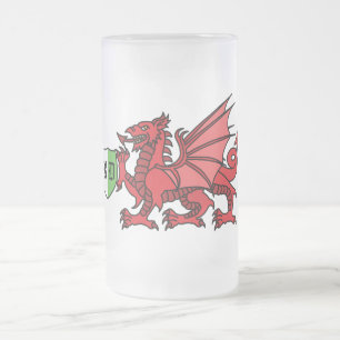 Welsh Dragon Monogram Frostat Ölglas
