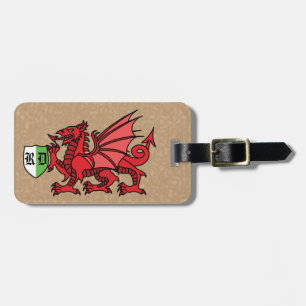 Welsh Dragon Monogram Luggage Tag Bagagebricka