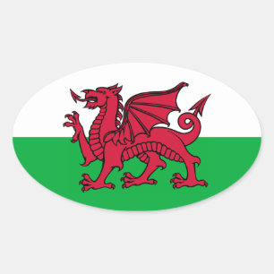 Welsh Dragon Ovalt Klistermärke