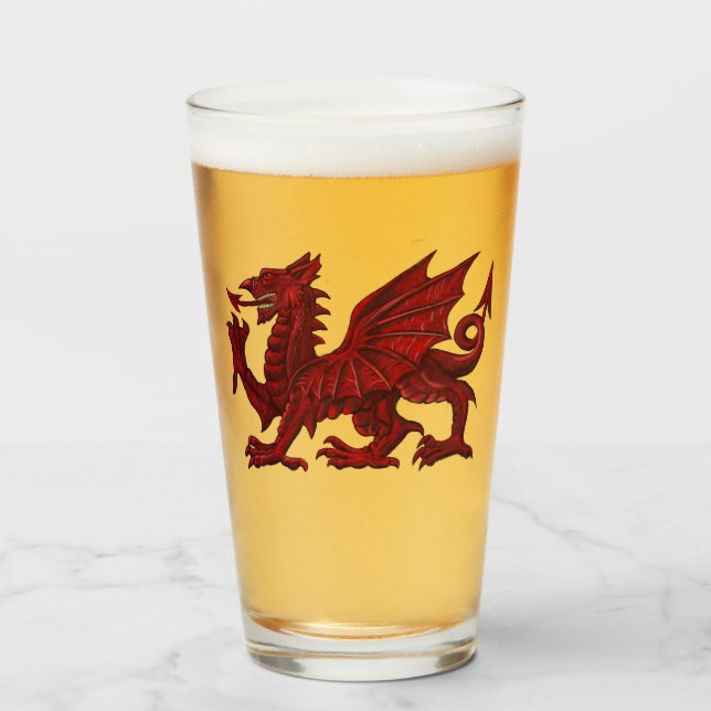 WELSH DRAGON PINT GLASS GLASKOPP (Framsida fylld)
