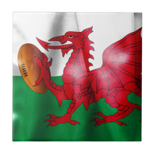 Welsh Dragon Rugby Boll Flagga Kakelplatta