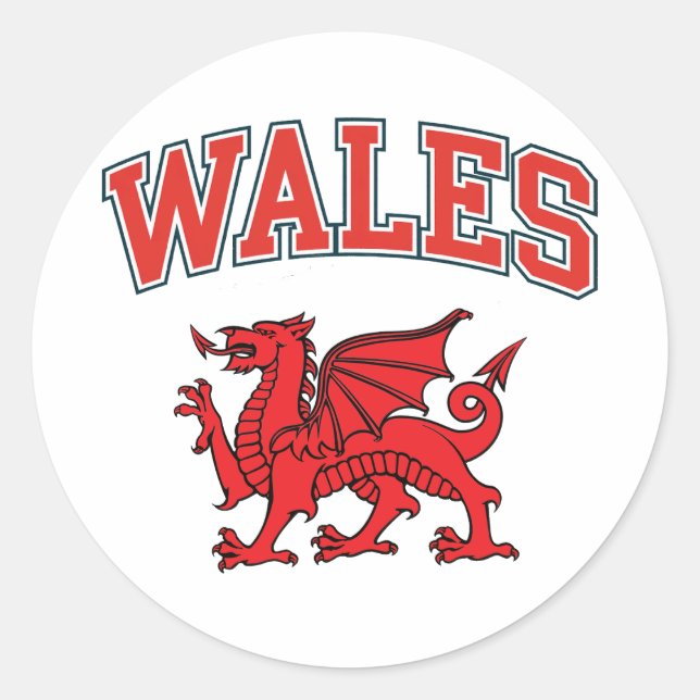 Welsh Dragon Runt Klistermärke (Framsida)