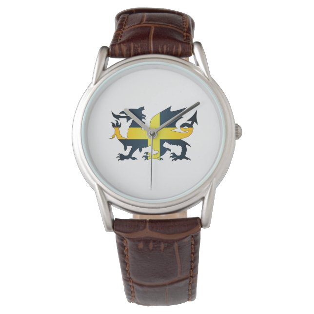 Welsh Dragon Saint David Flagga Armbandsur (Framsida)