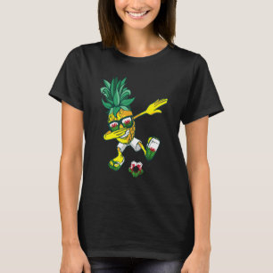 Welsh Dragon Wales Dabbing Pineapple Wales Flagga  T Shirt