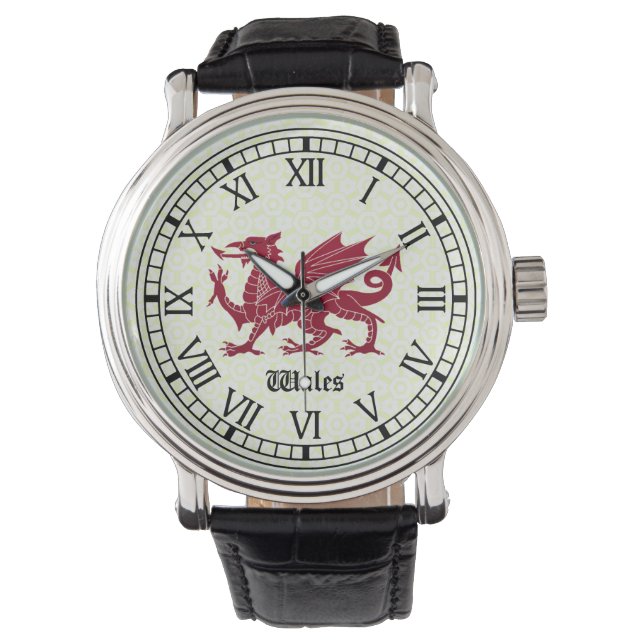 Welsh Dragon Watch - Roman Numerals Armbandsur (Framsida)