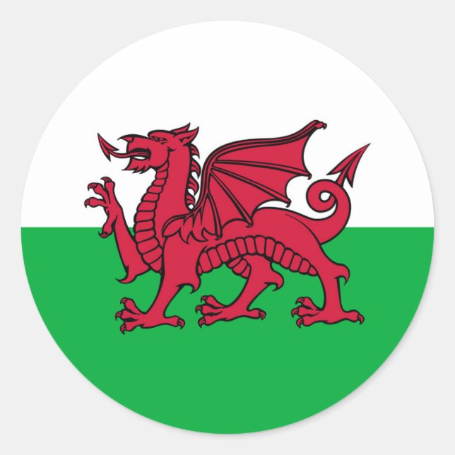 Welsh Dron flagga-dekal Runt Klistermärke (Framsida)