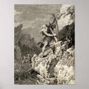Welsh Druid som spelar Harp Poster