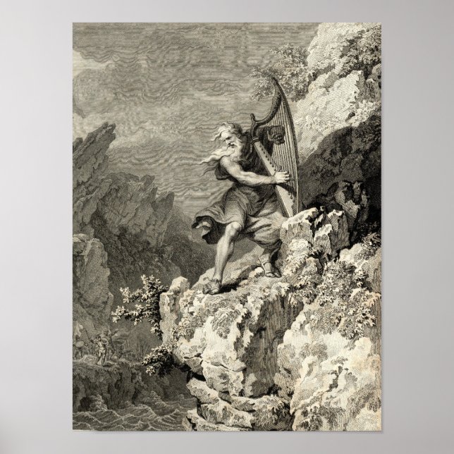 Welsh Druid som spelar Harp Poster (Framsidan)