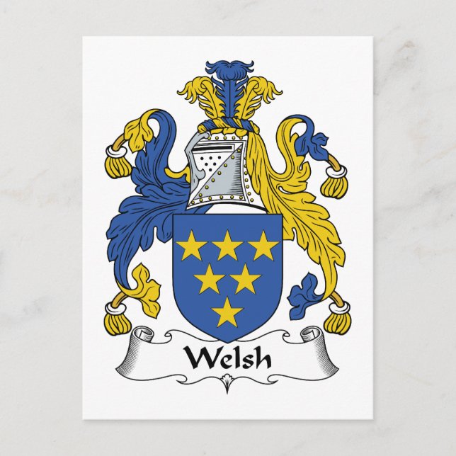 Welsh Family Crest Vykort (Framsida)