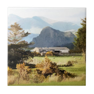 WELSH FARM OCH MOUNTAIN LANDSCAPE KAKELPLATTA