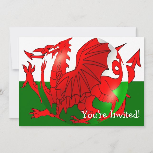 Welsh Flagga any Tillfälle Inbjudningar (Framsida)