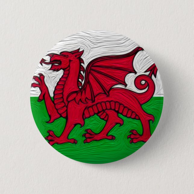 Welsh Flagga Badge Knapp (Framsida)