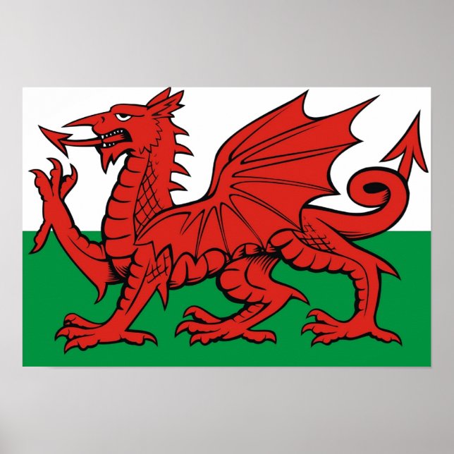 Welsh flagga, "Cymru am by th", Den röda draken Poster (Framsidan)