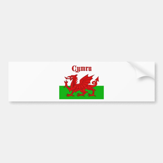 Welsh Flagga Cymru Bildekal (Framsidan)