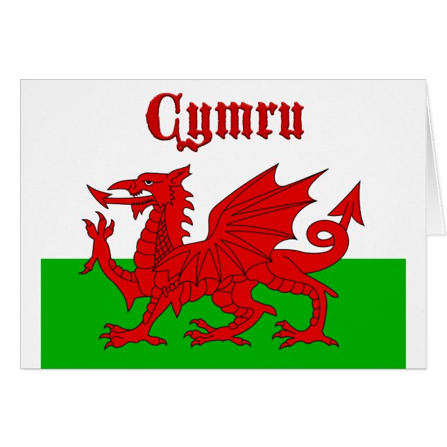Welsh Flagga Cymru Hälsningskort (Framsidan Horizontal)
