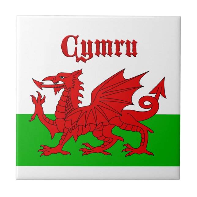 Welsh Flagga Cymru Kakelplatta (Framsidan)